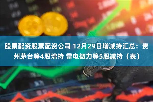 股票配资股票配资公司 12月29日增减持汇总：贵州茅台等4股增持 雷电微力等5股减持（表）